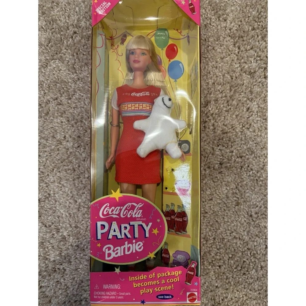 1998 NIB Special Ed. Coca Cola Party Barbie W/Polar Bear & Red High Tops 22964